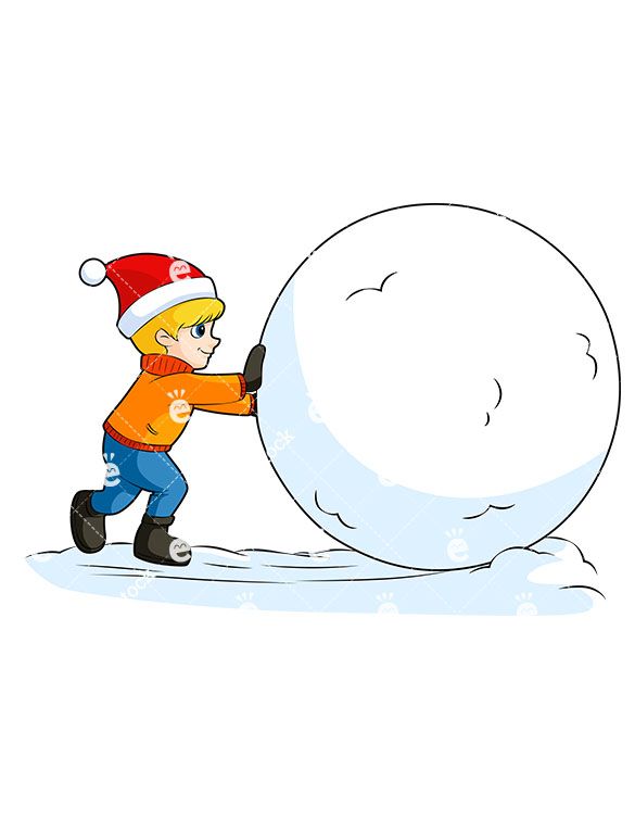 A blond little boy. Snowball clipart down hill