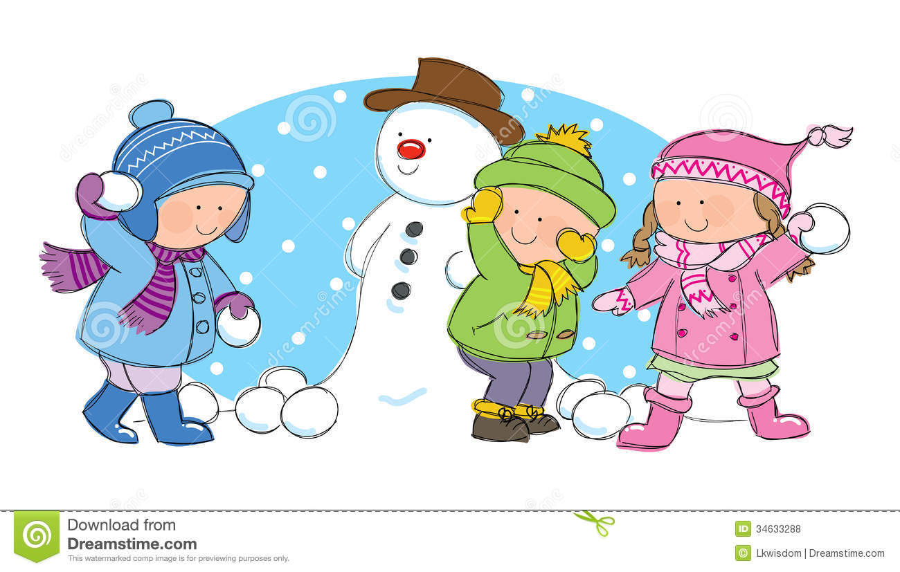Дети на улице зимой вектор