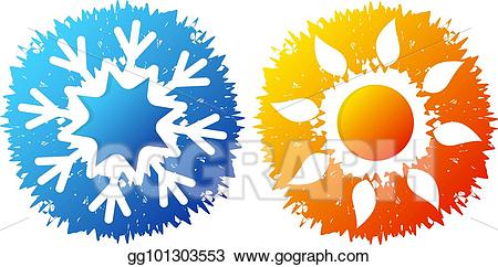 Vector art and symbol. Snowflake clipart sun