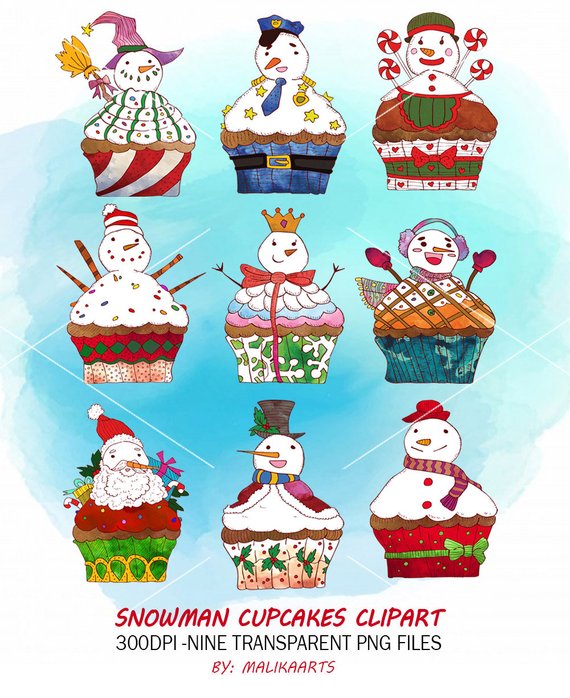snowman clipart cupcake