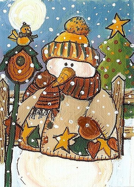 snowman clipart folk art
