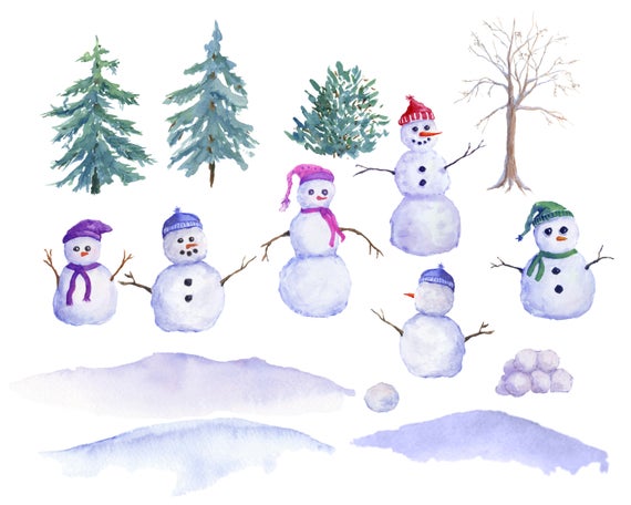 snowman clipart watercolor