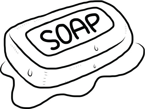 Black and white letters. Soap clipart