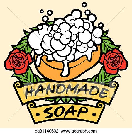 Vector art natural label. Soap clipart handmade soap