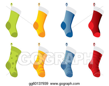 Vector illustration socks collection. Sock clipart color