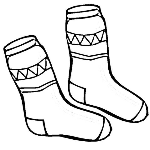 Sock clipart coloring page. Socks free online 