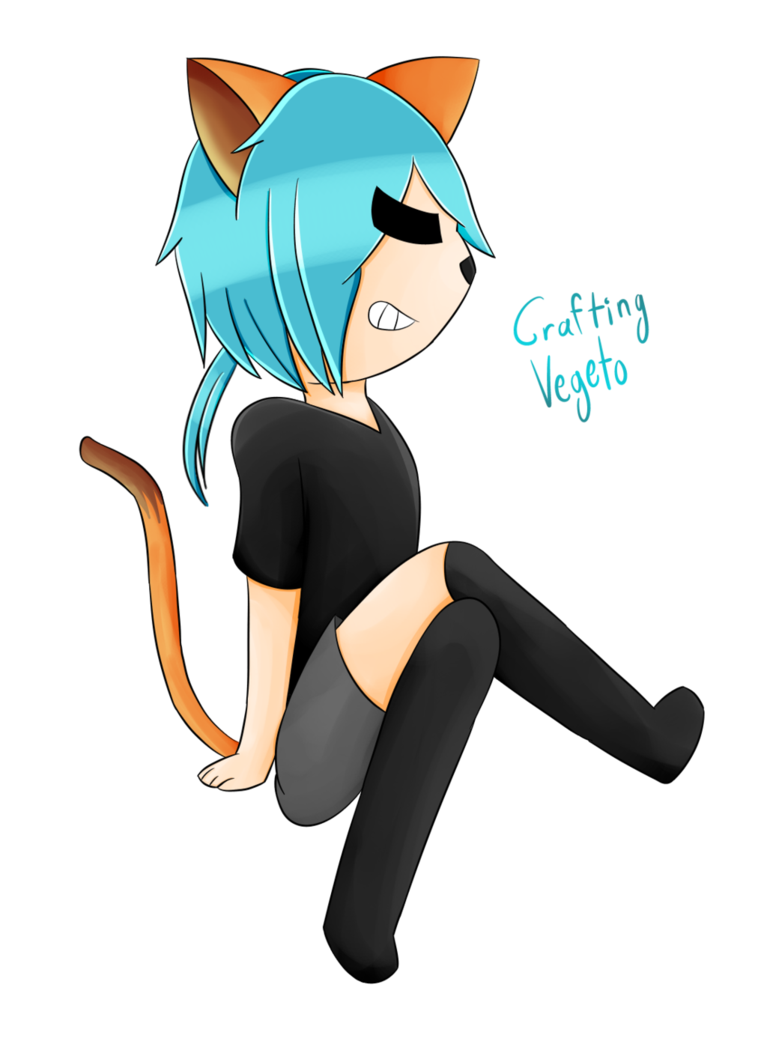 Blue hairned neko vegeto. Sock clipart knee sock