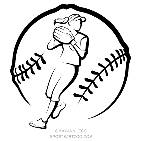 softball clipart sketch
