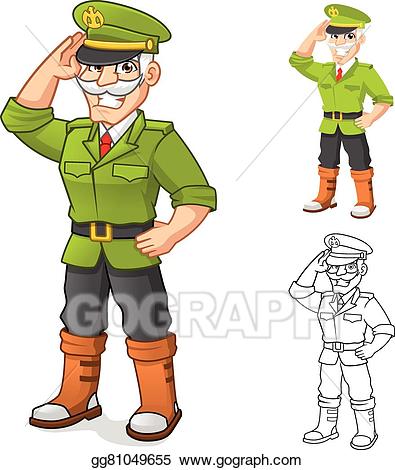 Soldiers clipart army general. Vector illustration cartoon character