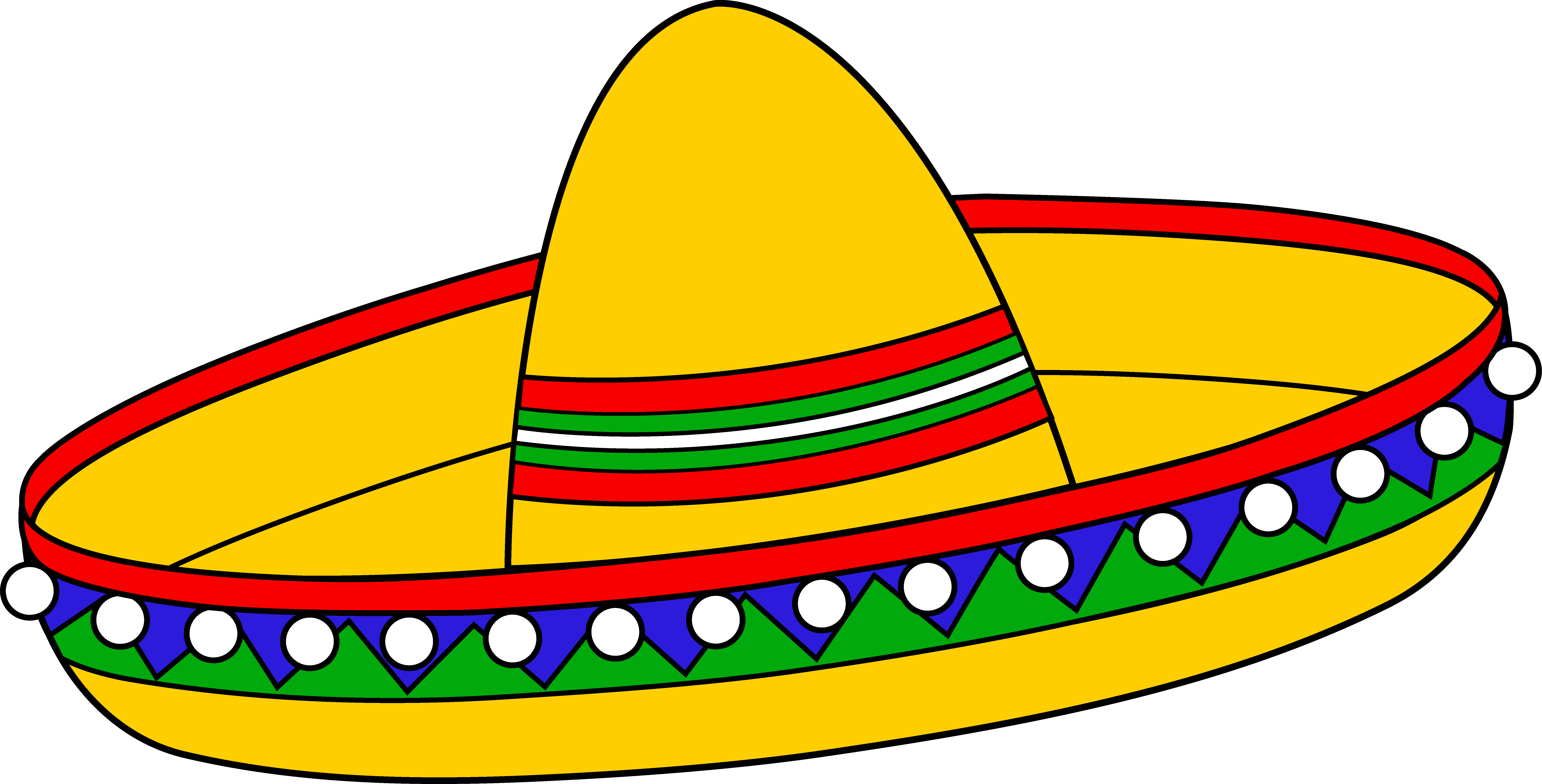 Colorful mexican sombrero hat. Mountain clipart boho