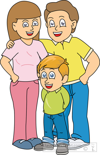 Mother father and . Son clipart