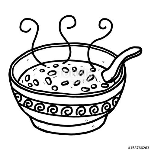 Cartoon vector illustration . Soup clipart black and white