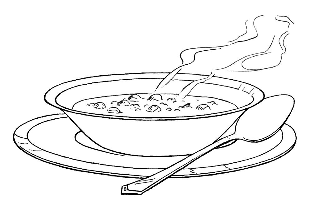 soup clipart coloring page