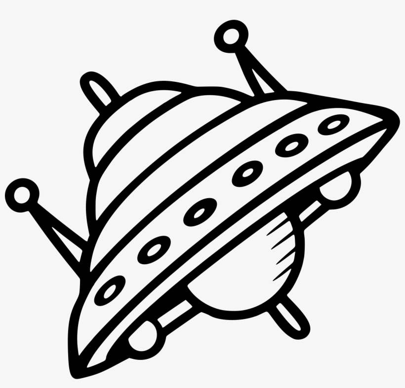 spaceship clipart black and white