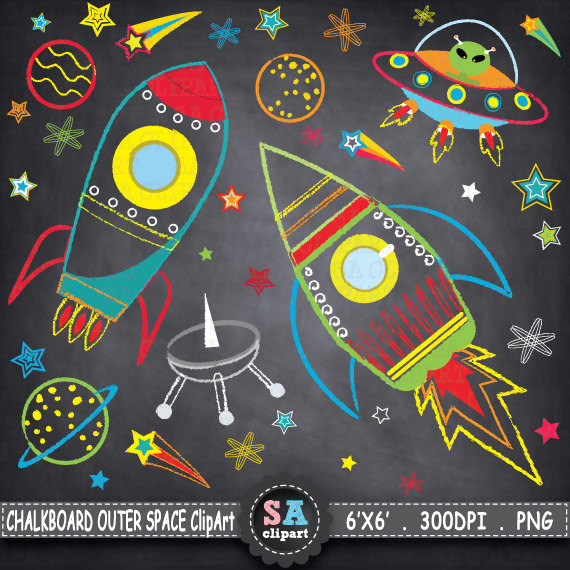 Spaceship clipart space theme. Chalkboard outer 