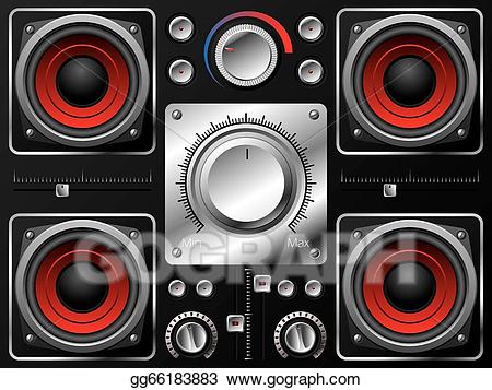 Speakers clipart amplifier. Vector illustration red with