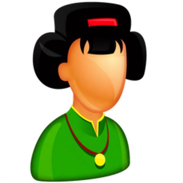 Asian female boss icon. Speakers clipart animation