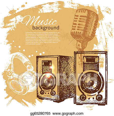 Eps illustration music vintage. Speakers clipart retro