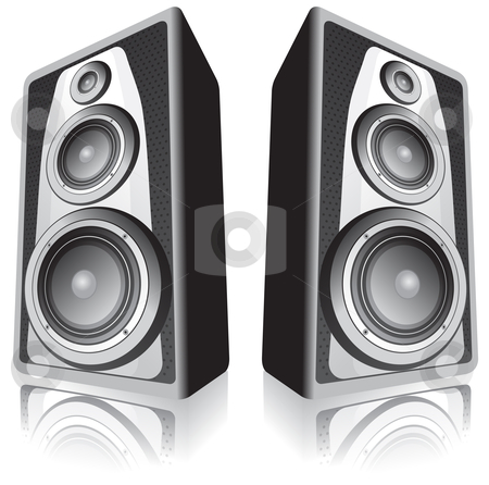 Speakers clipart simple. On white background stock