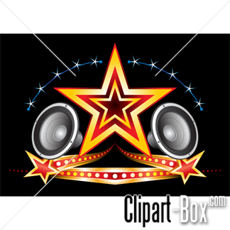 Speakers clipart vector. Star music cliparts neon