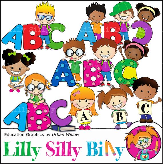 Spelling clipart back to school. Abc education cool kids