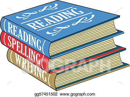 Spelling clipart reading. Vector art books of