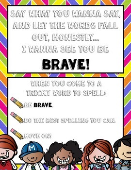 Spelling clipart tricky word. Be brave poster for