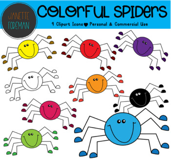 Spiders autumn and halloween. Spider clipart colorful spider