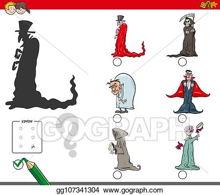 Spooky clipart game. Vector stock shadows with