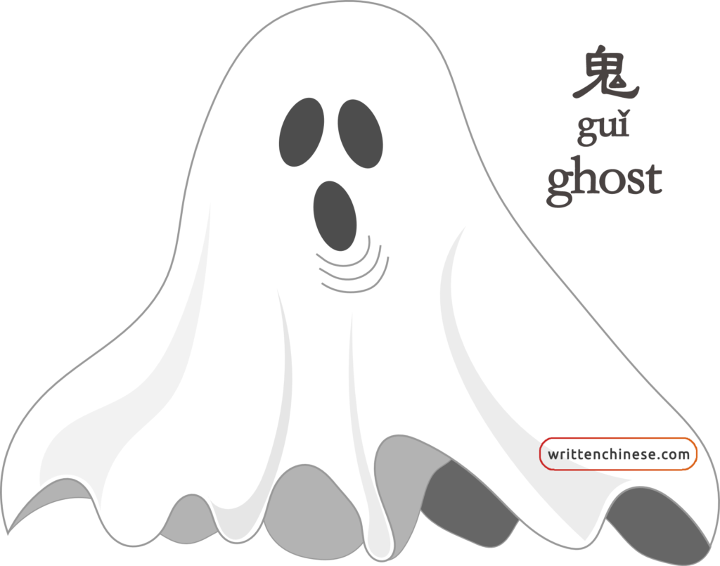 Written chinese gu. Spooky clipart happy ghost