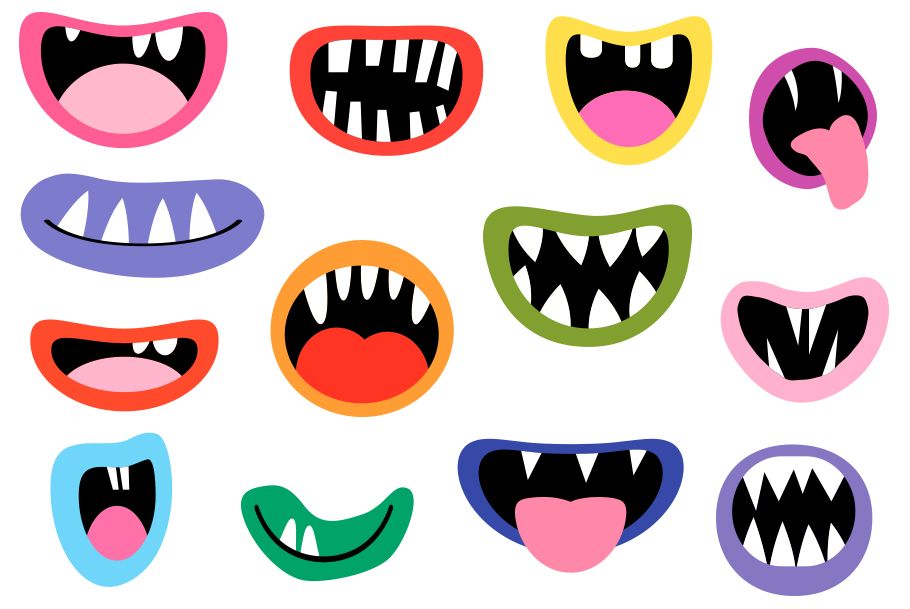Spooky clipart monster. Mouths halloween teeth lips
