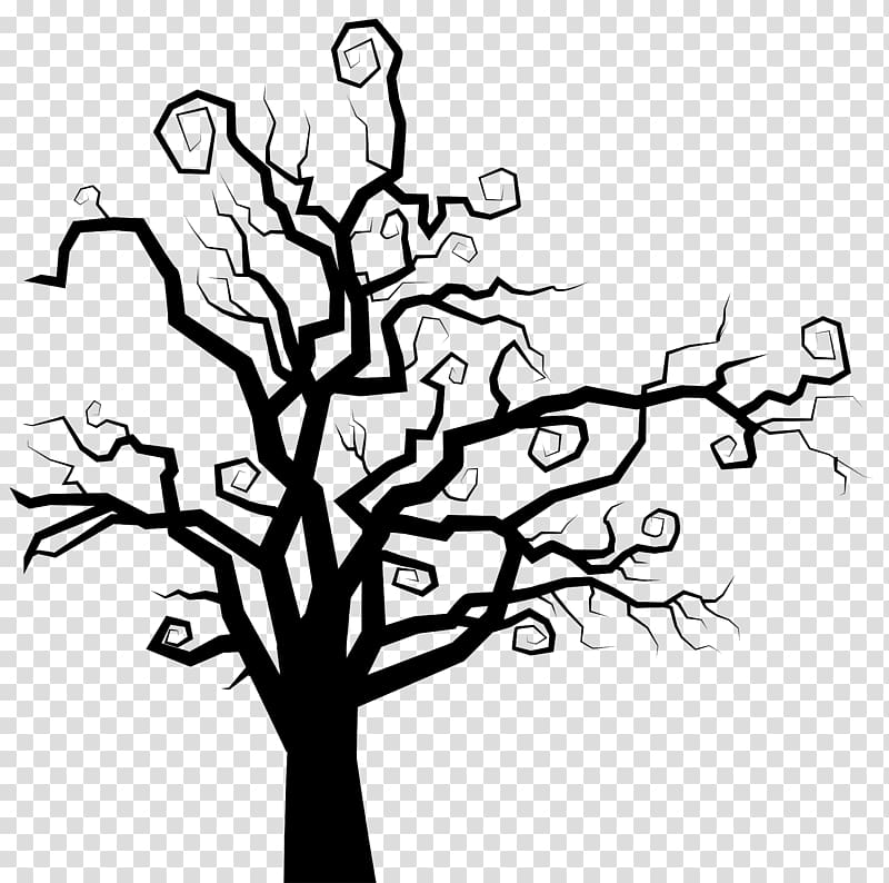 The halloween tree silhouette. Spooky clipart vine