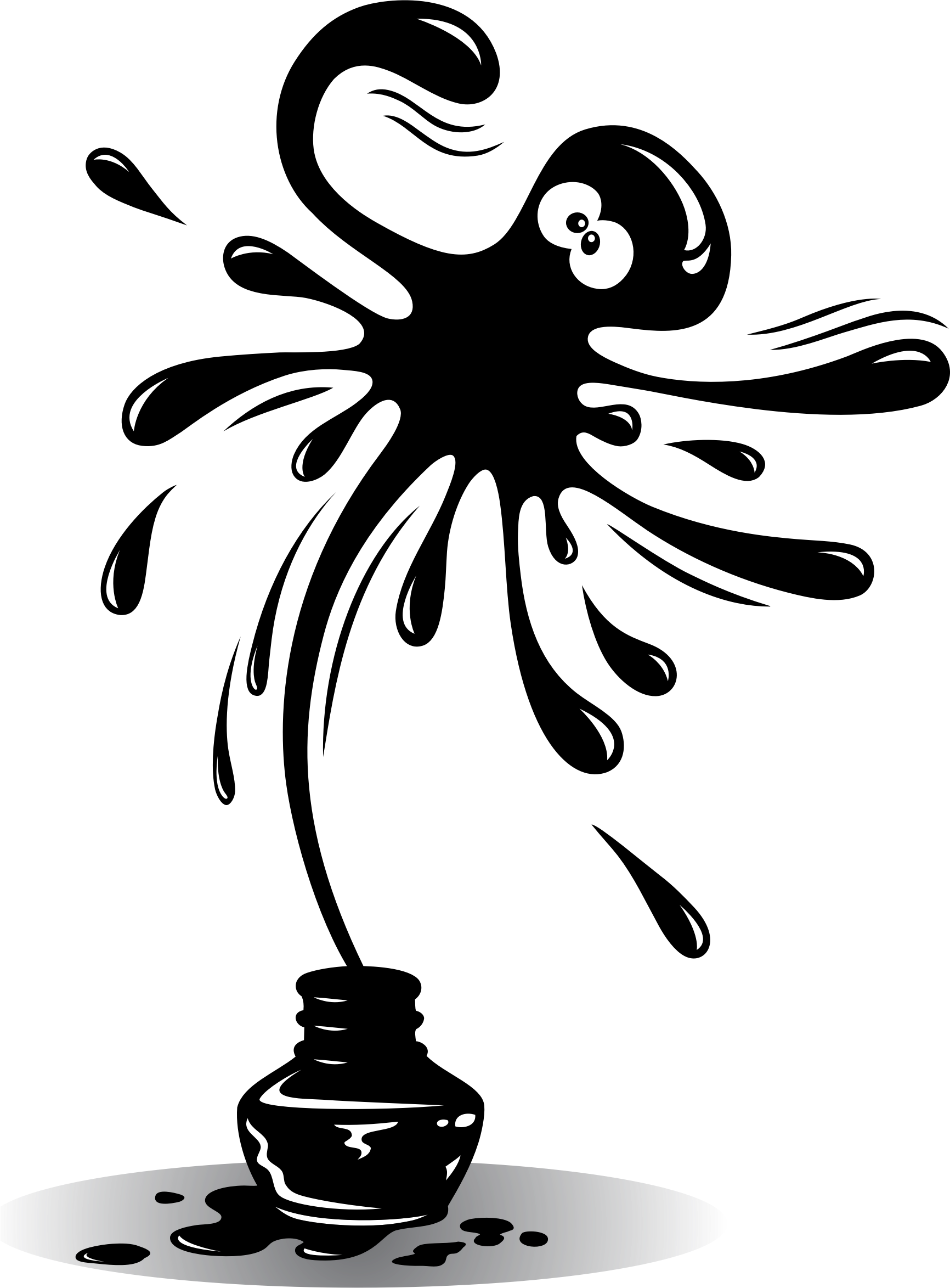 squid clipart black and white