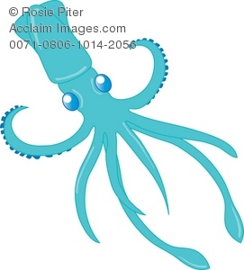 Squid clipart blue. Illustration of a cartoon