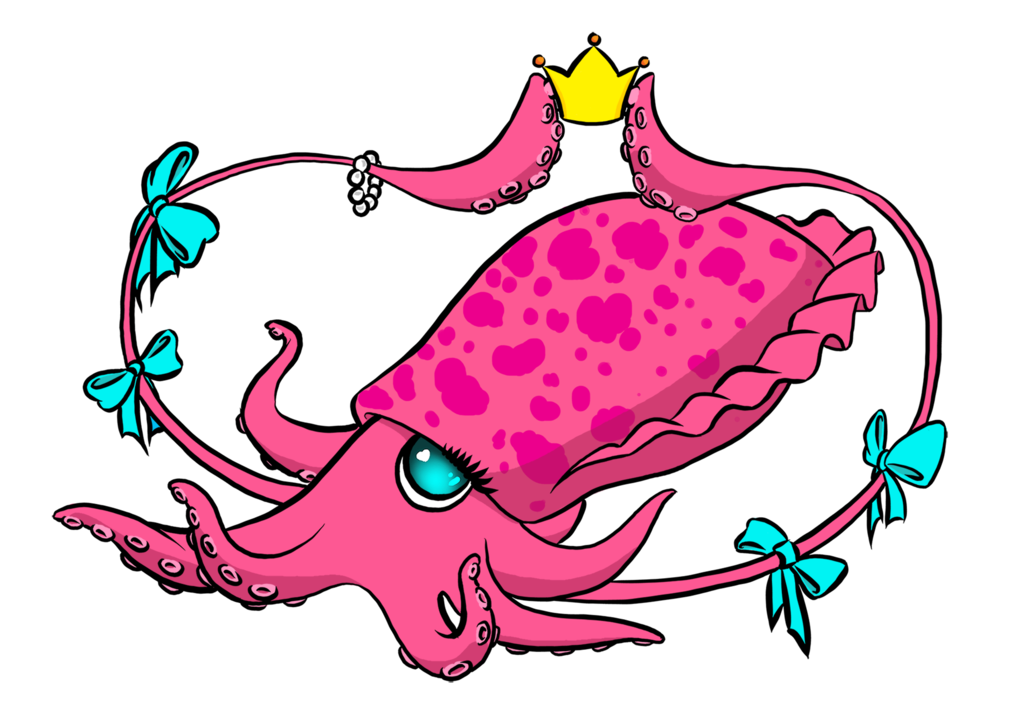 Pink princess by kitsela. Squid clipart invertebrate animal