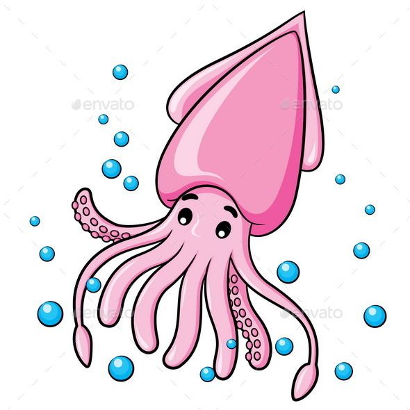 squid clipart pink cartoon