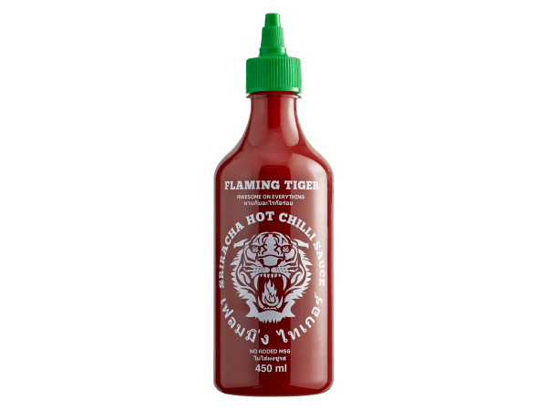 Sriracha bottle png. Flaming tiger hot chilli