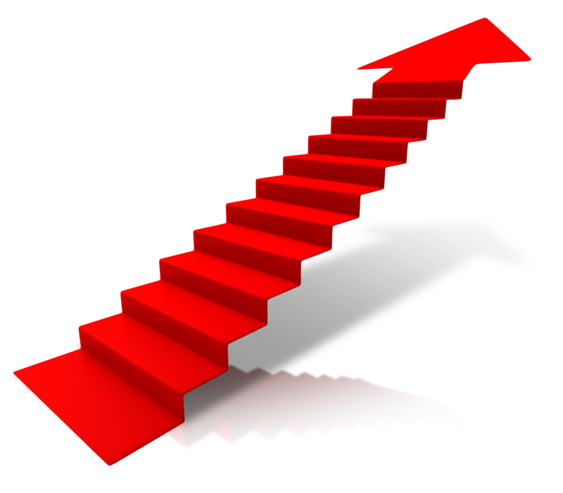 Красные ступеньки. Лестница со стрелкой вверх. Разноцветные ступеньки. Лесенка из пяти ступенек. Лестница мультяшная.