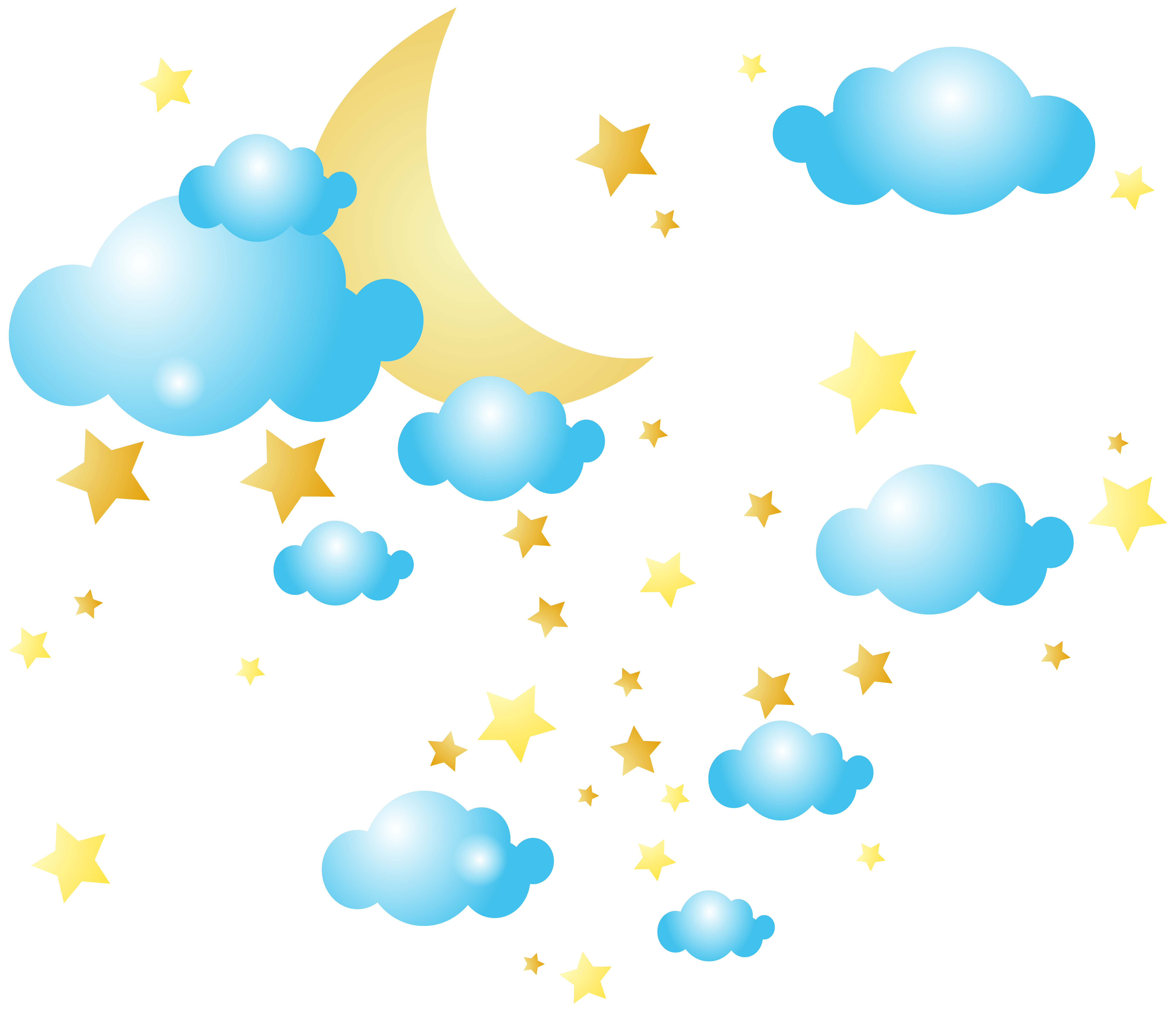 Moon clouds and stars. Star clip art star pattern