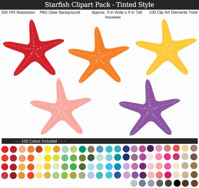 starfish clipart rainbow