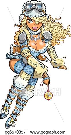 Steampunk clipart steampunk girl. Eps illustration sexy snow