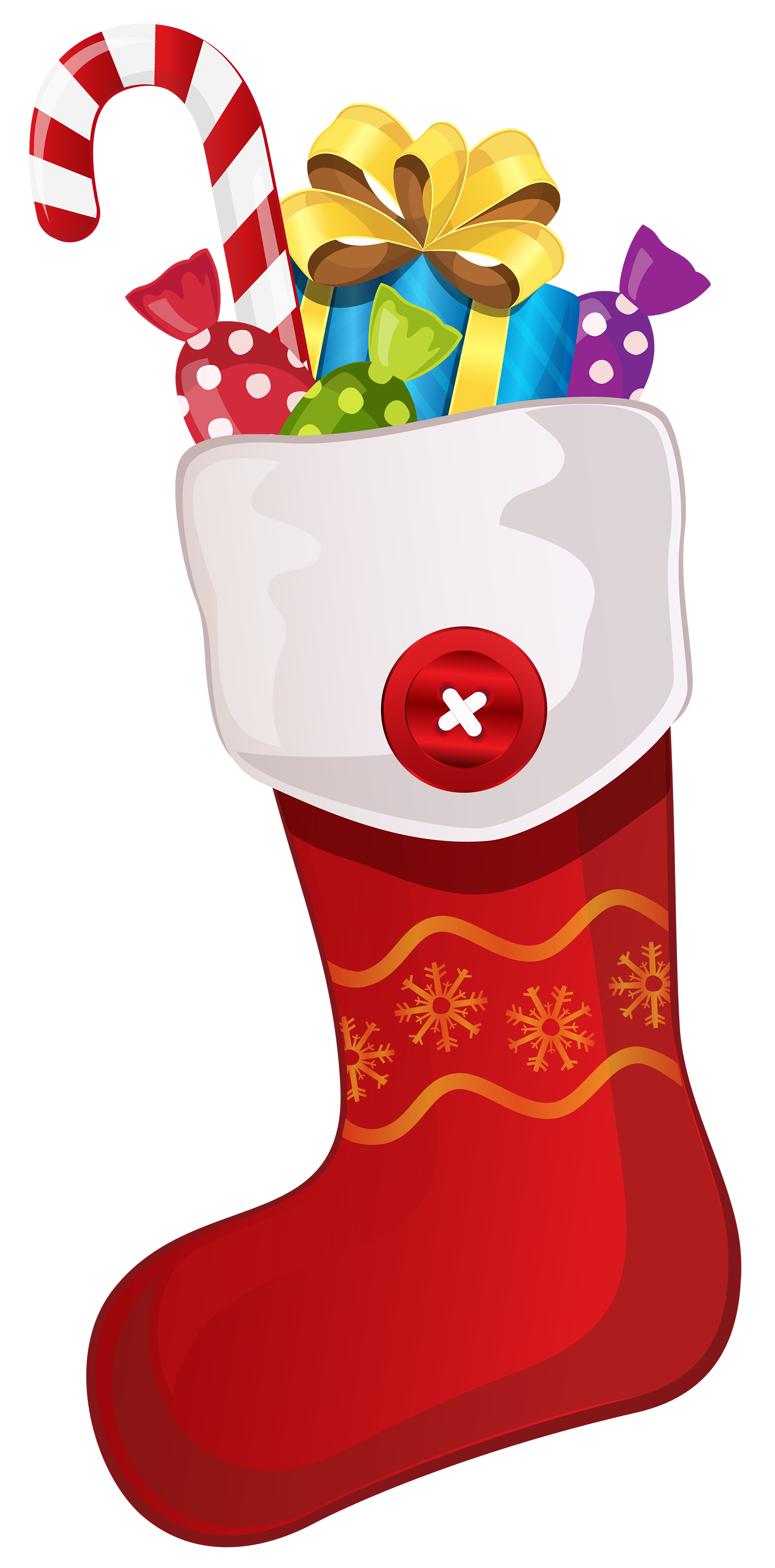 Clipart candy window. Red christmas stocking with