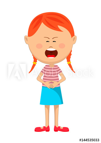 Stomach clipart nausea. Cute young red haired