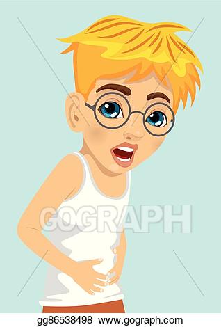 Vector art teenager nerd. Stomach clipart nausea