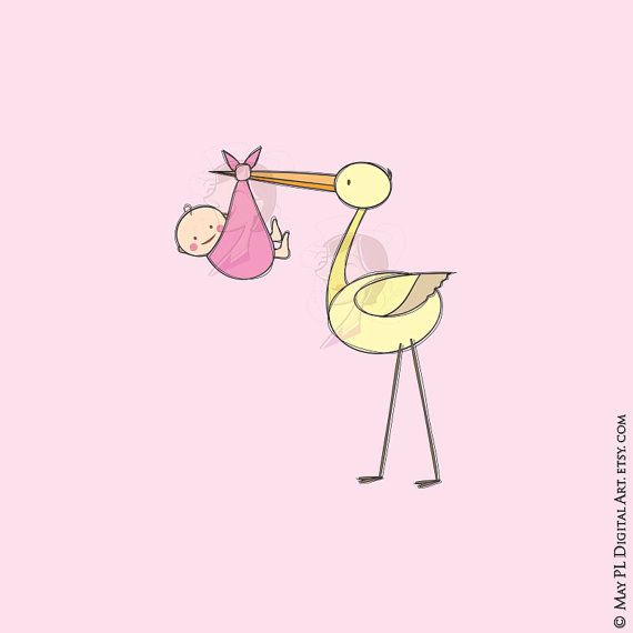 Stork clipart baby arrival. A cute set of