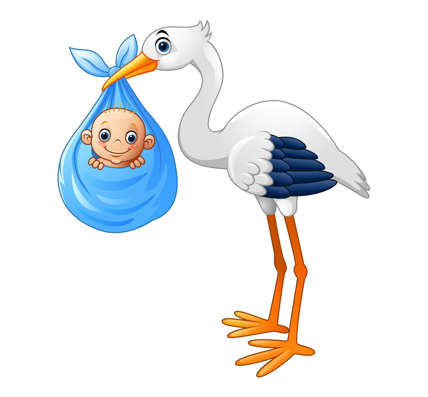 Stork baby illustration