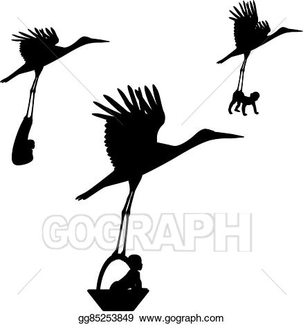 stork clipart basket