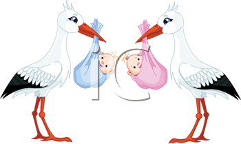 stork clipart two baby