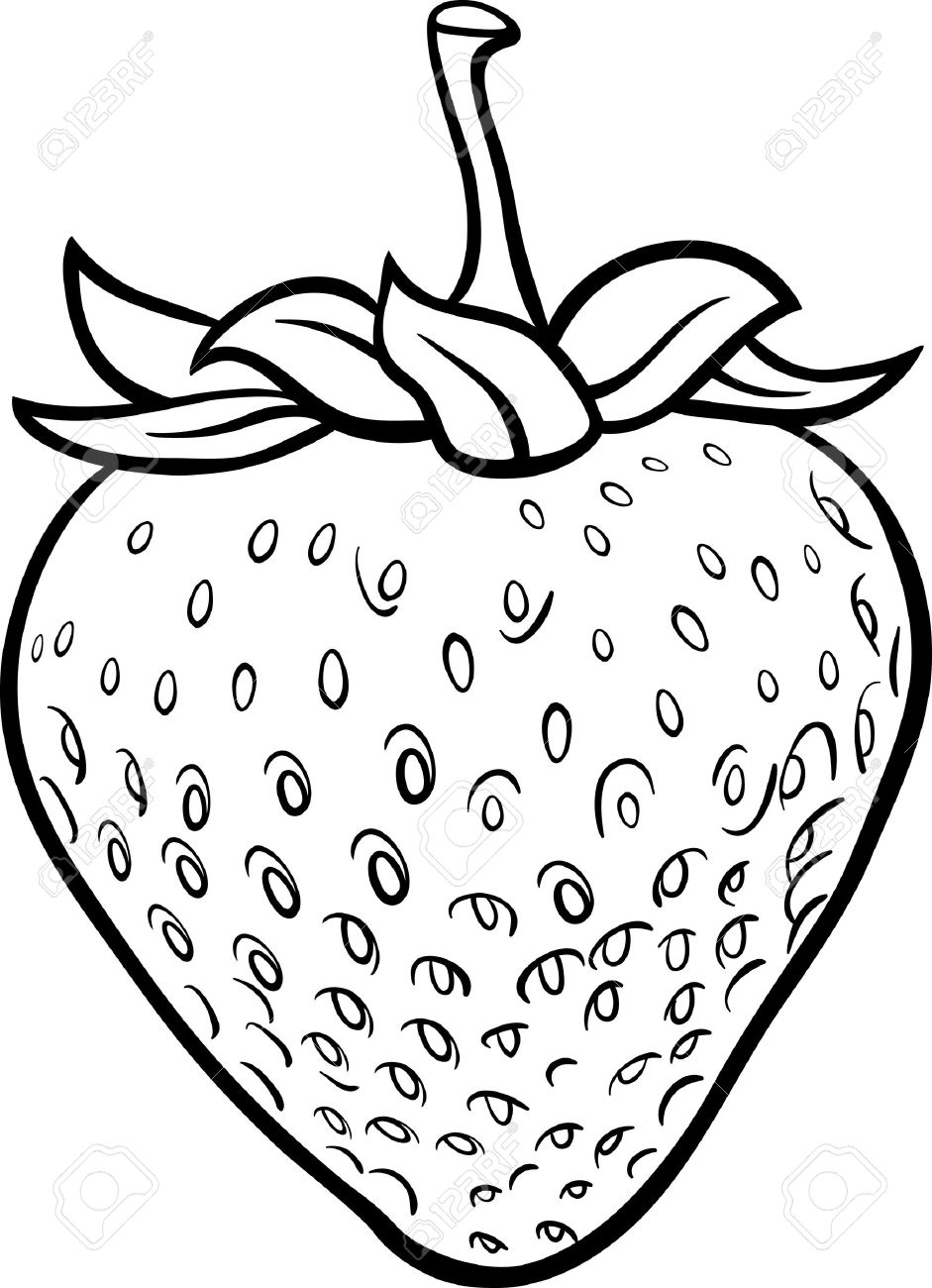 strawberries clipart black and white