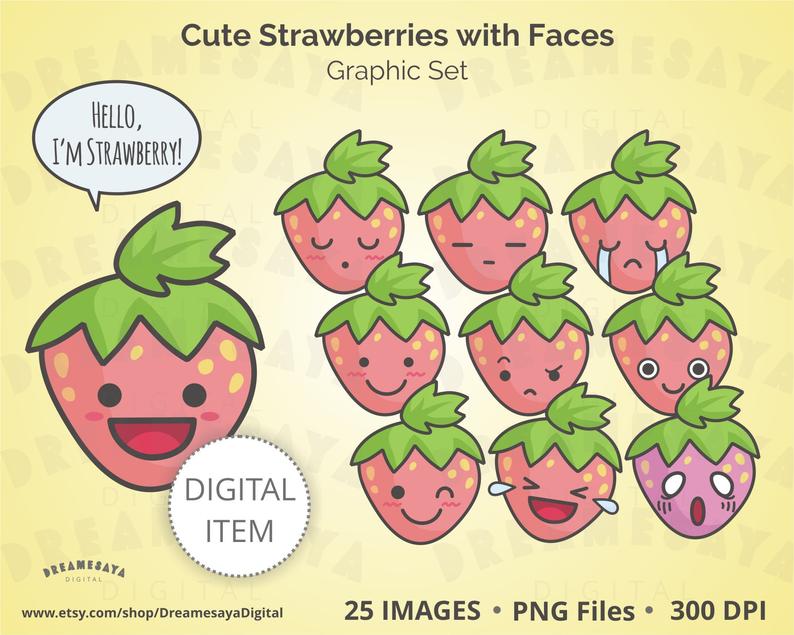 Cute strawberry image clip. Strawberries clipart fun fruit